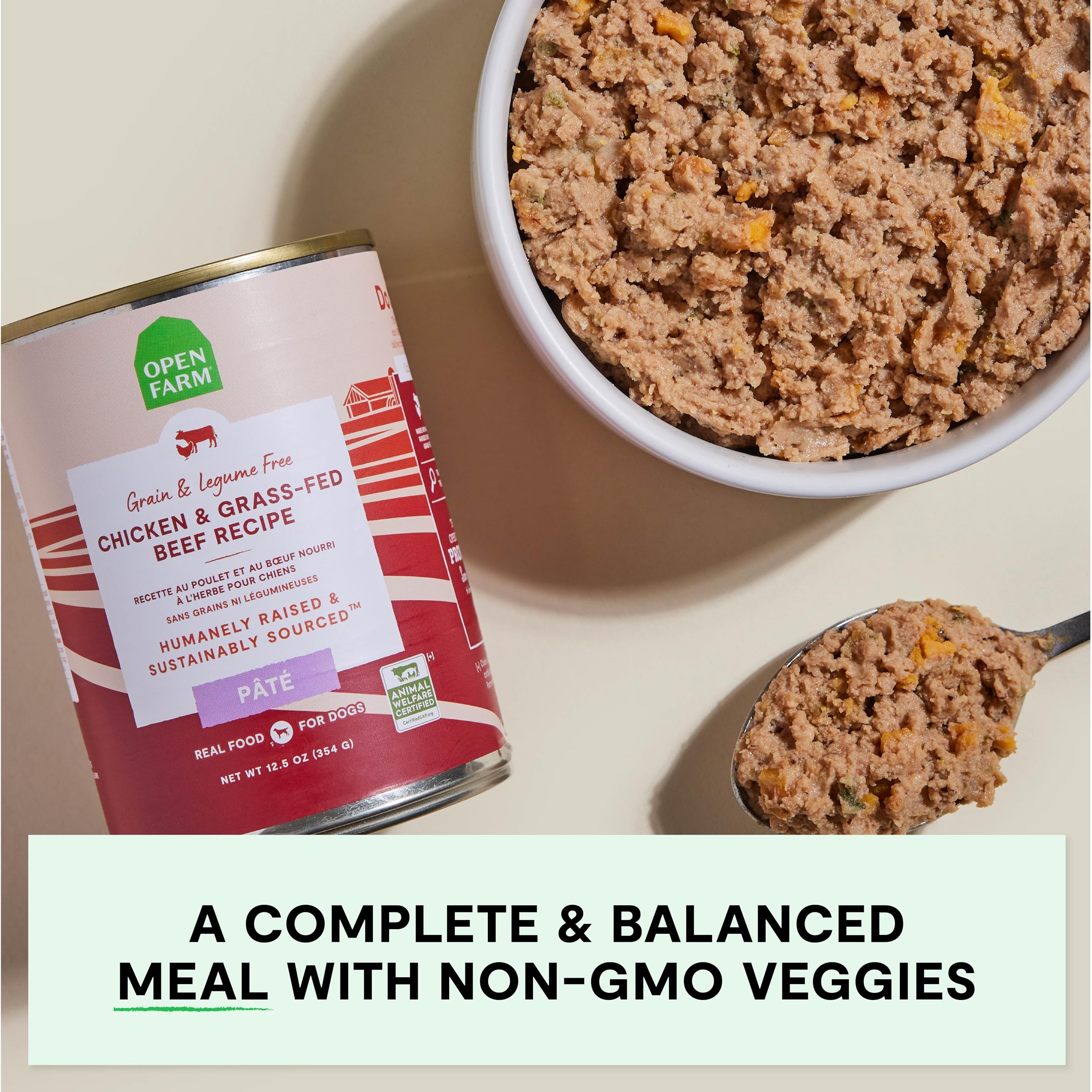 Open Farm pate is grain-free and legume-free for a clean nutrition profile.