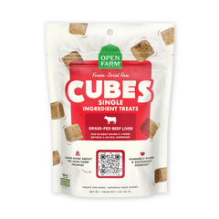 Open Farm Cubes beef liver freeze-dried dog treats close-up texture for training rewards