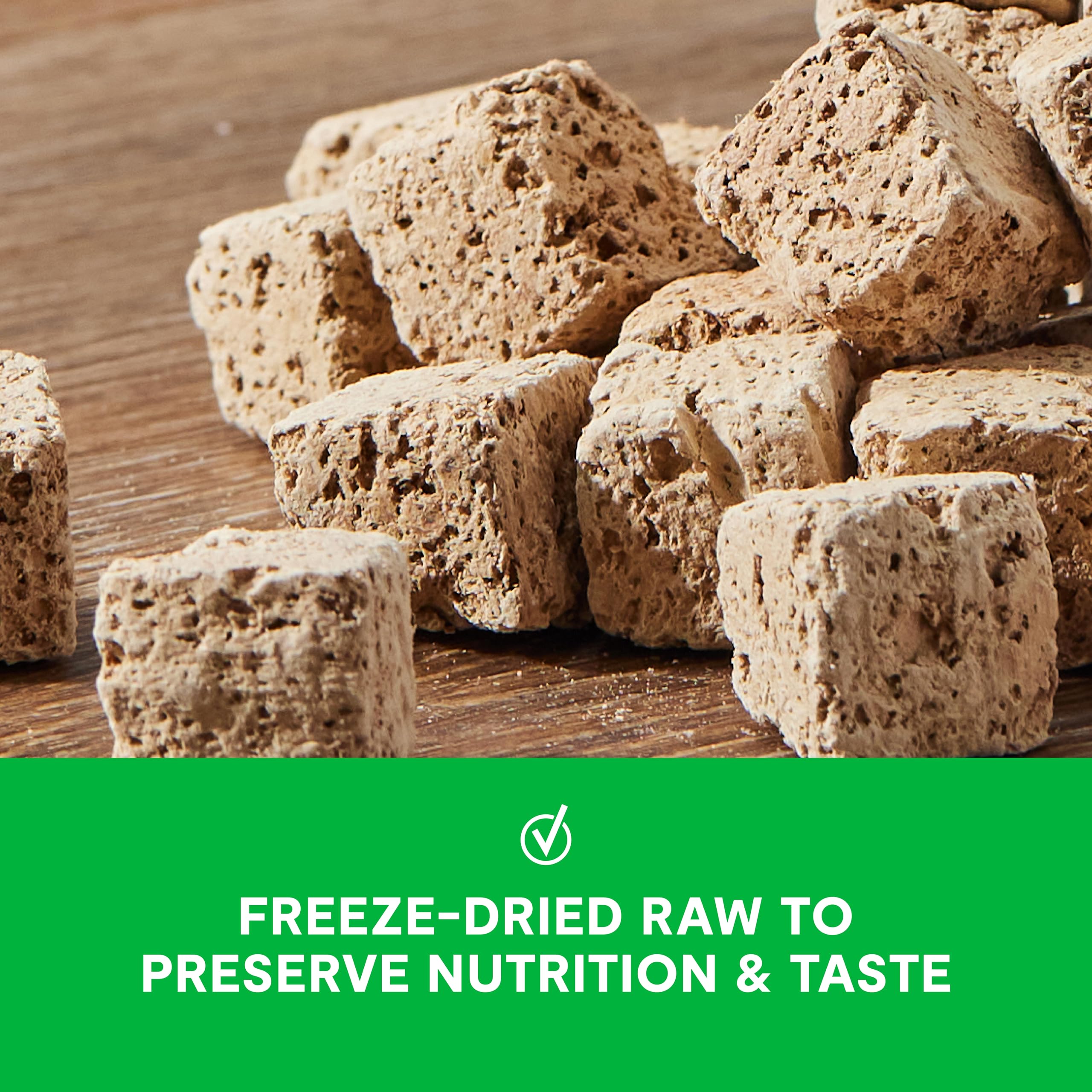 Open Farm Cubes beef liver pouch open showing single-ingredient nutrition