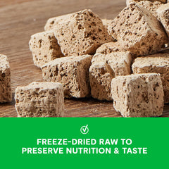 Open Farm Cubes beef liver pouch open showing single-ingredient nutrition