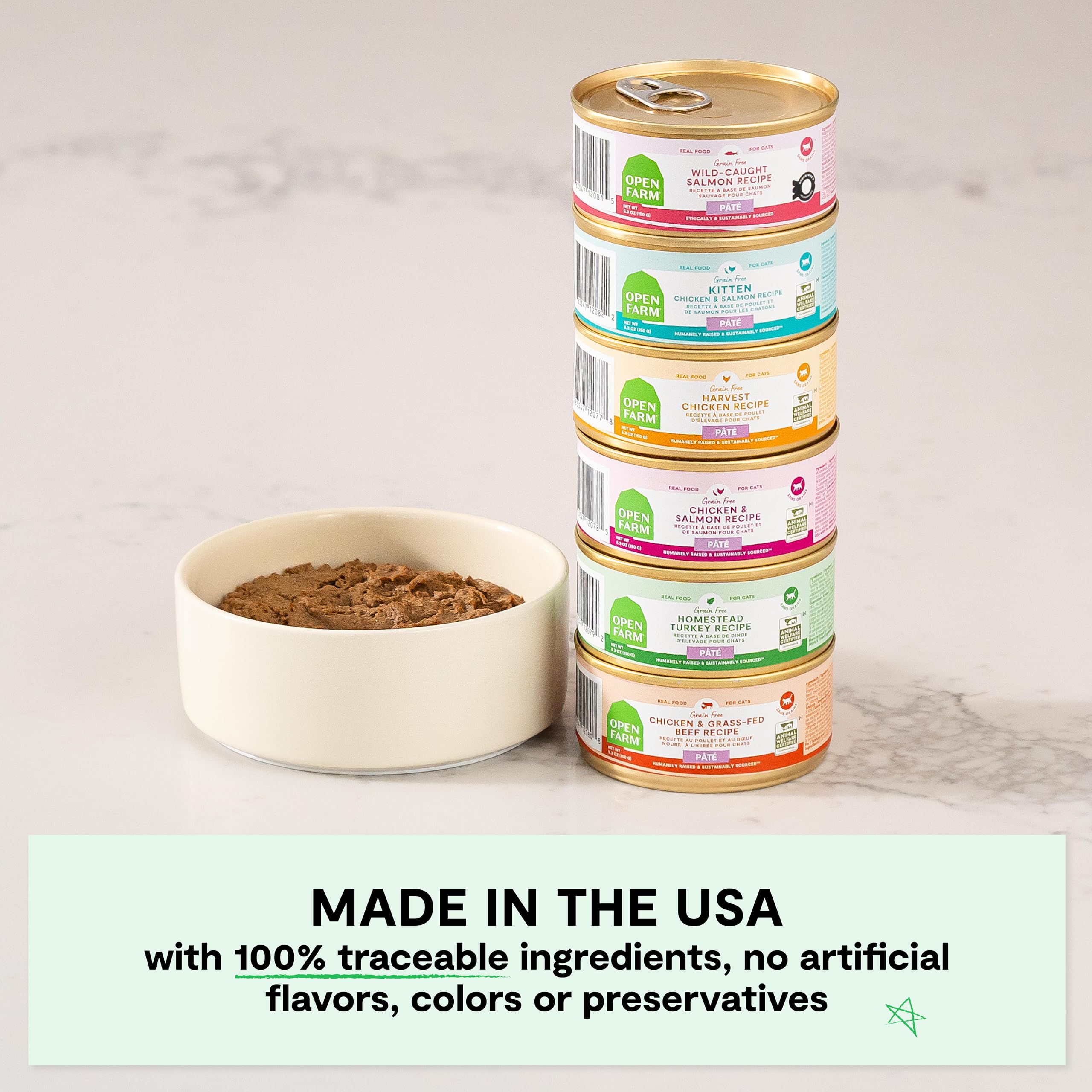Open Farm eco-packaging emphasizes farm-to-bowl traceability and ethical sourcing.