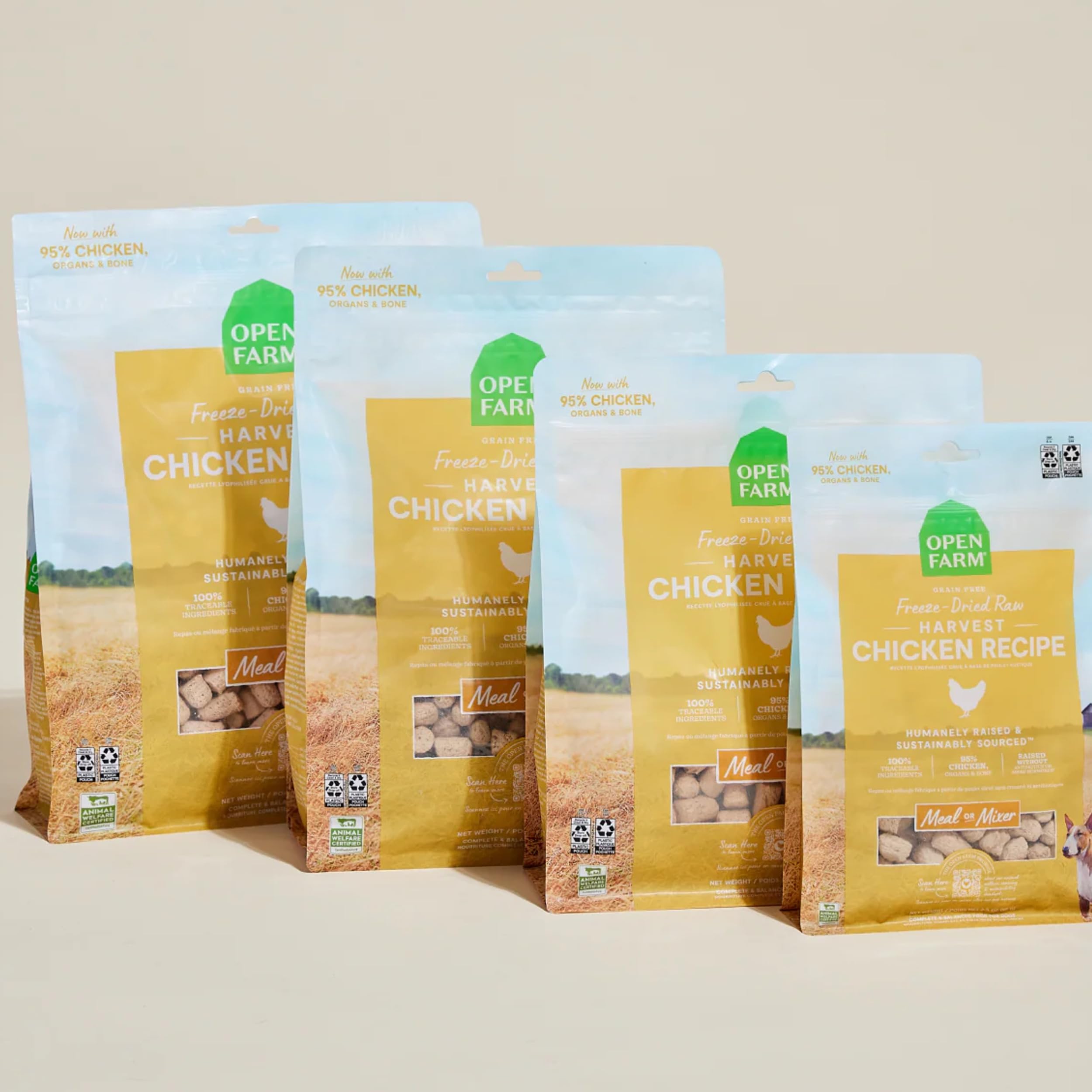 Open Farm complete meal option in freeze-dried form for dogs.