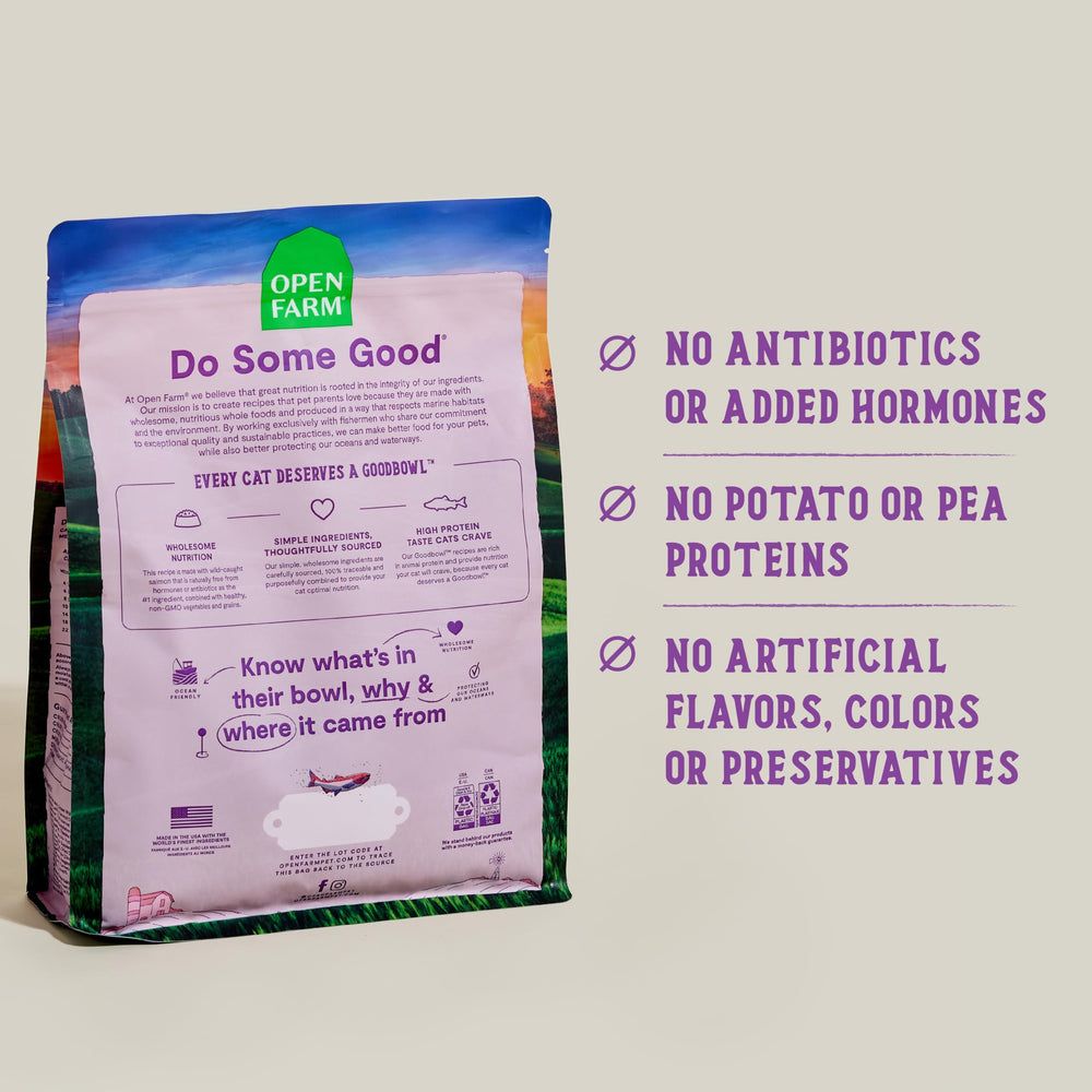 Open Farm Goodbowl ingredient panel showing simple, non-GMO components.