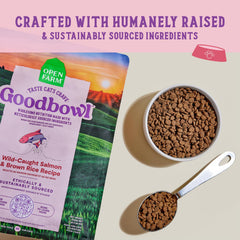 Open Farm Goodbowl serving dish with kibble for a satisfying meal.