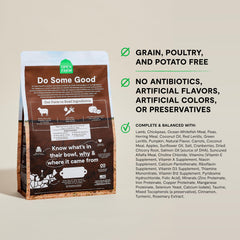 Open Farm grain-free dry dog food bowl shows kibble ready for mealtime
