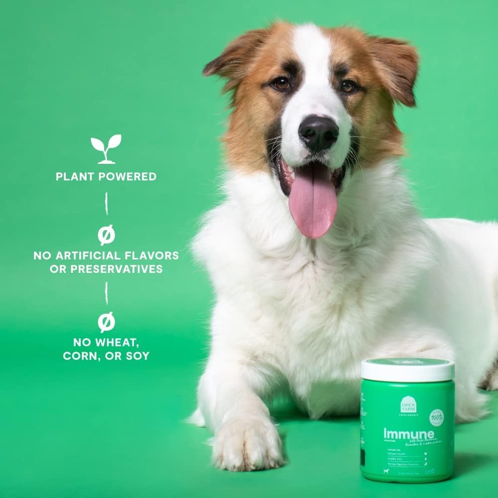 Open Farm Immune Chews probiotics label for gut microflora support.