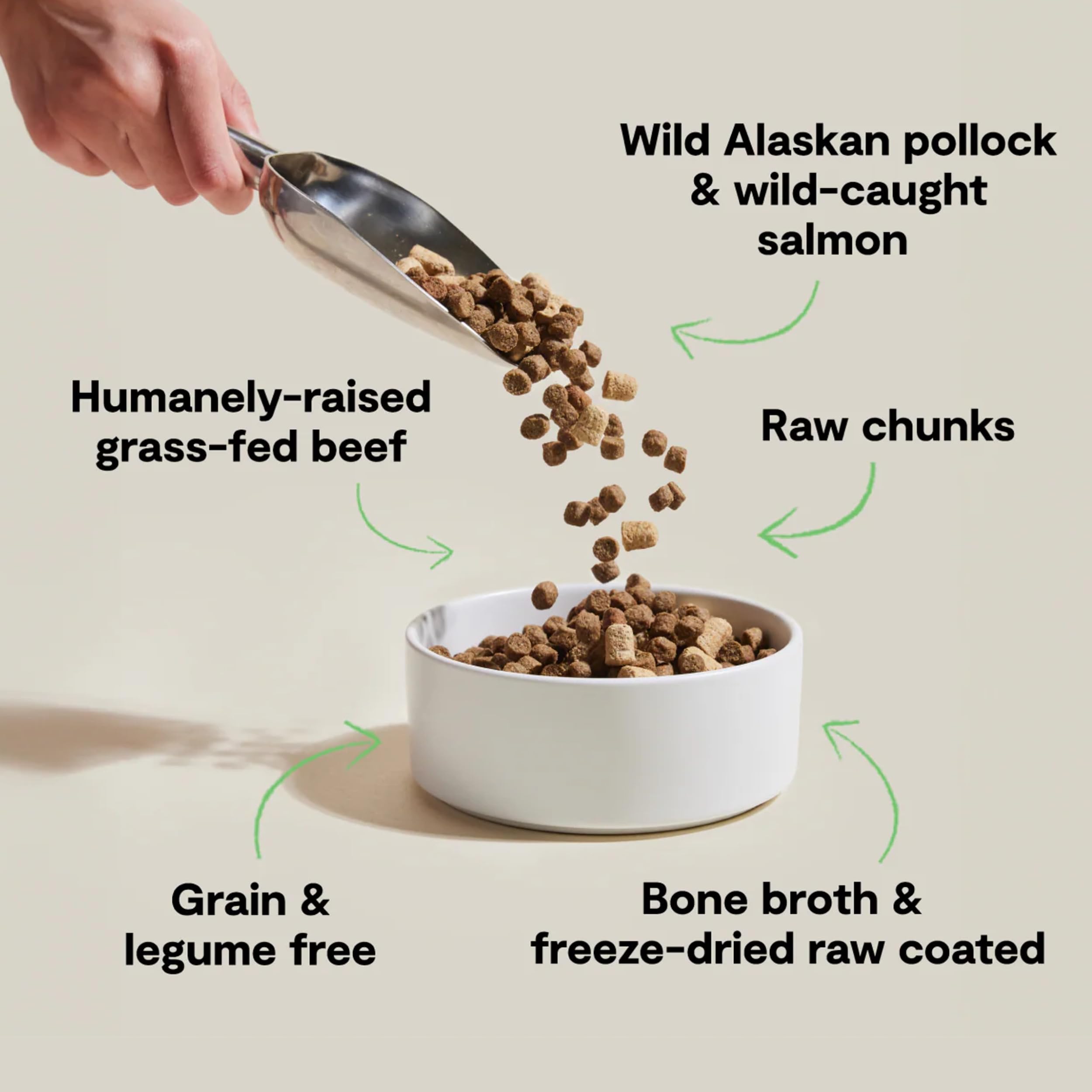 Open Farm RawMix protein-packed kibble in bowl, delivering energy for daily activity