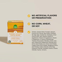 Open Farm Rustic Blend ingredient closeup shows non-GMO veggies and humanely raised meat.