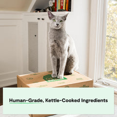 Open Farm Rustic Blend texture closeup illustrates kettle-cooked texture cats enjoy.