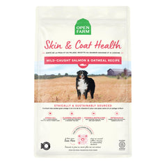 Open Farm Skin & Coat Health dog food bowl—glossy kibble supports a healthy coat.
