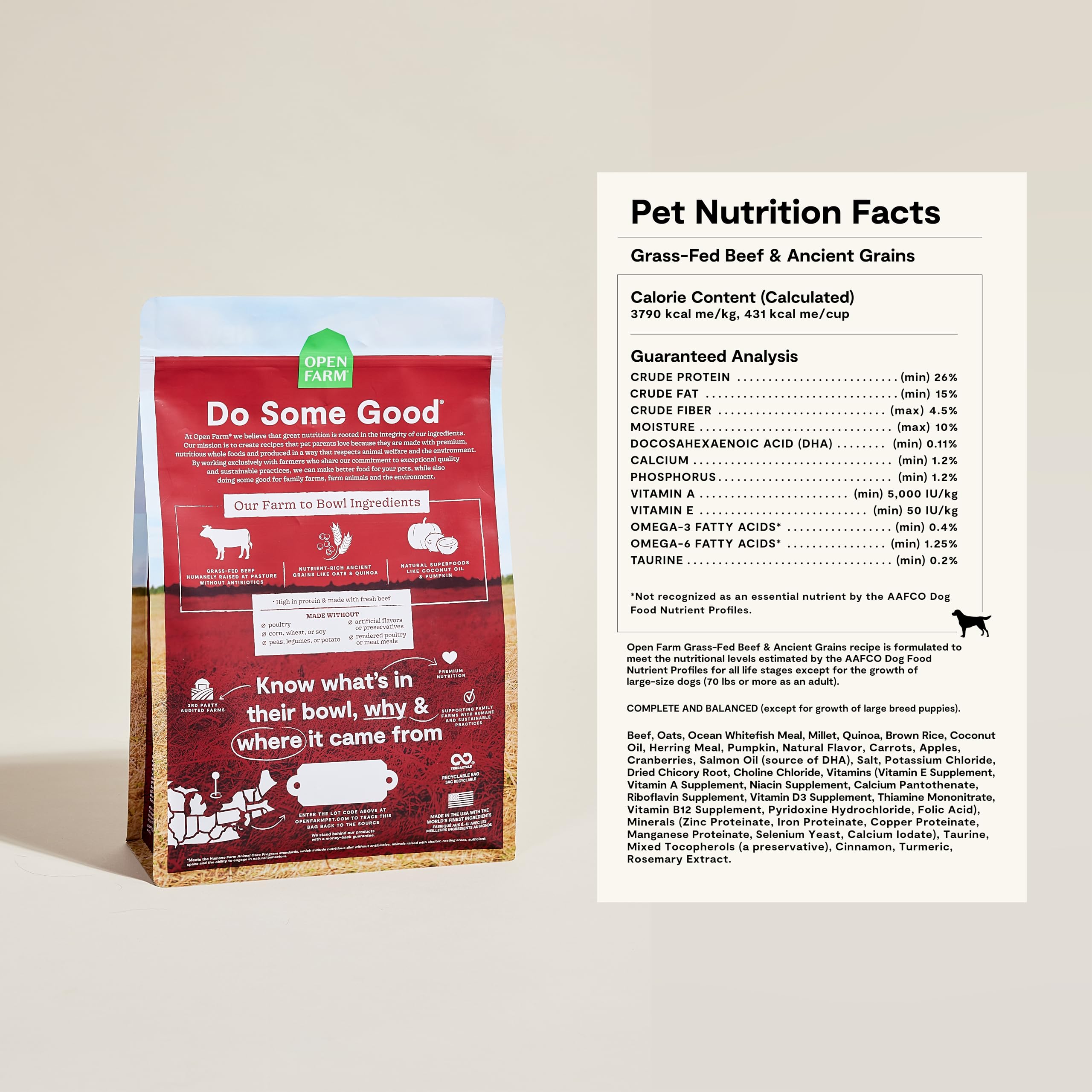 Open Farm superfoods pumpkin quinoa coconut oil emphasize added wholesome nutrients.