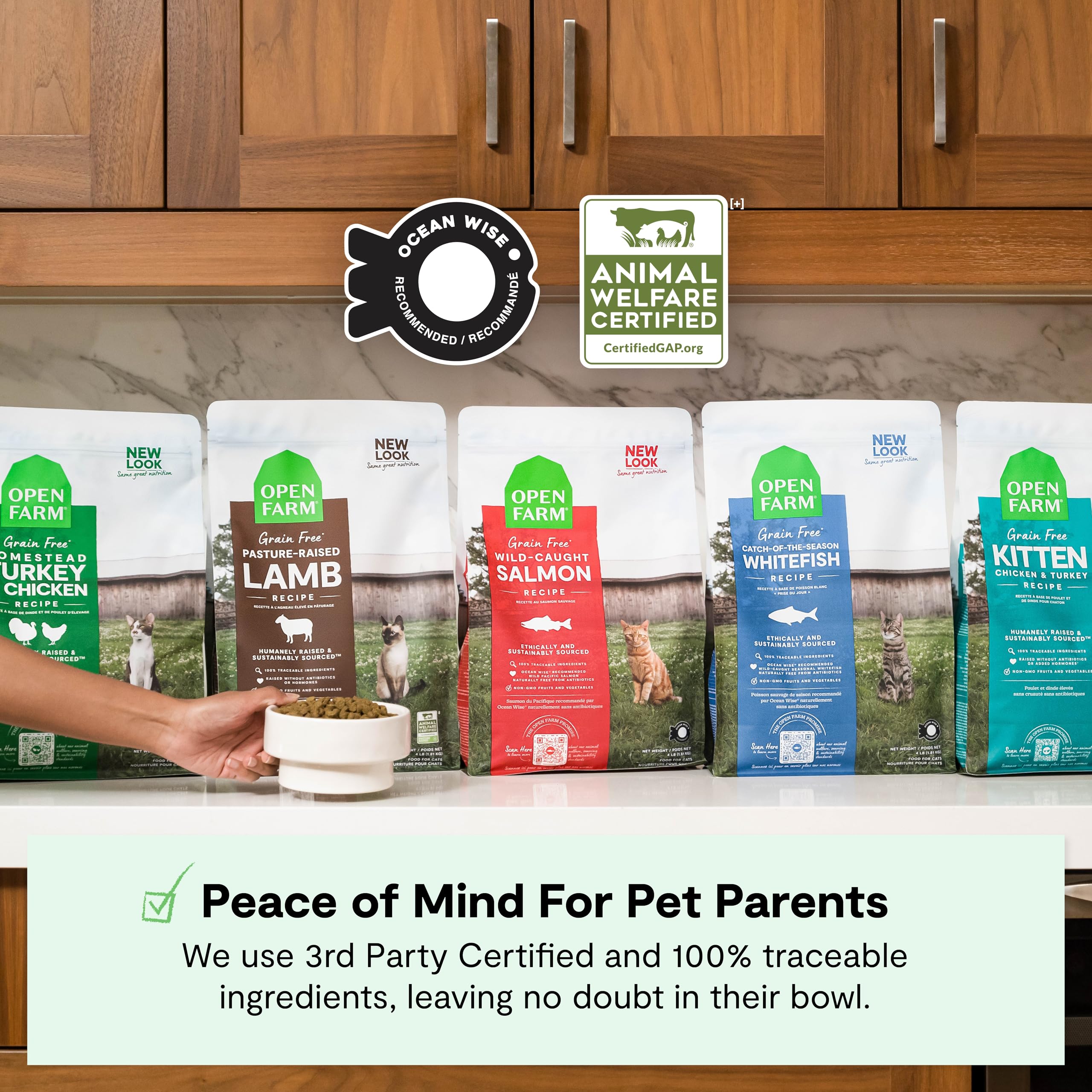 Open Farm third-party certified ingredients label reinforces quality standards.