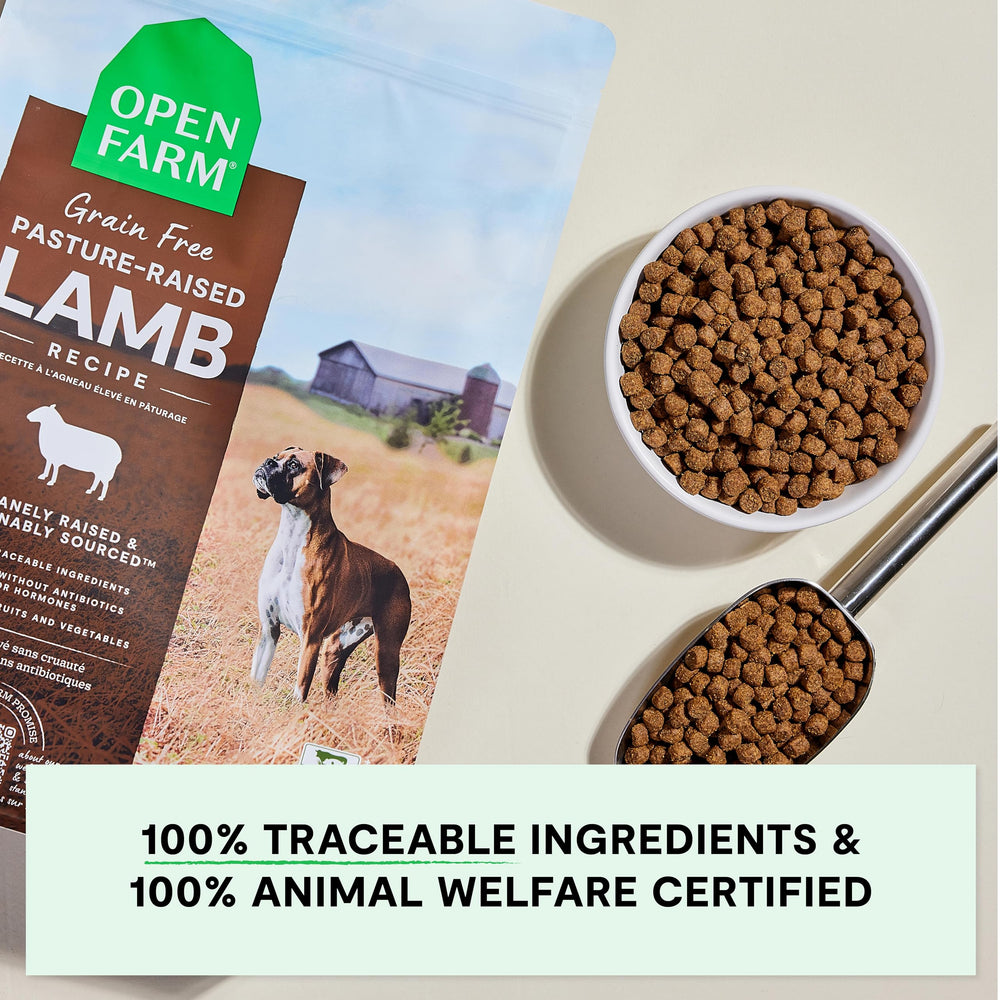 Open Farm traceable ingredients label emphasizes transparency and ethics