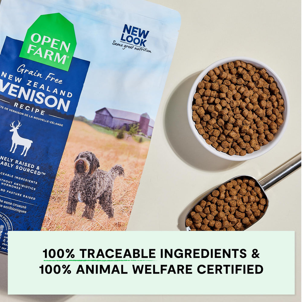 Open Farm traceable ingredients packaging confirms supply chain transparency.
