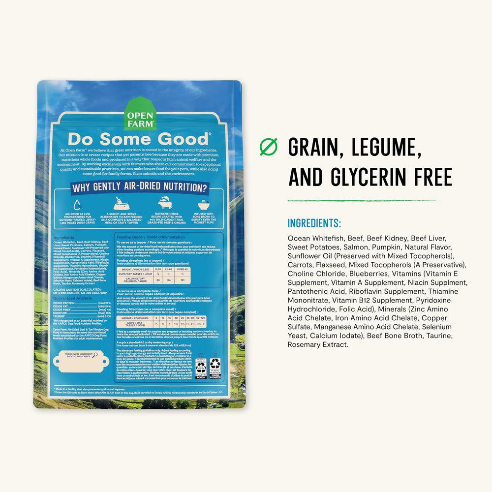 Open Farm USA-made ingredients label emphasizing traceability.