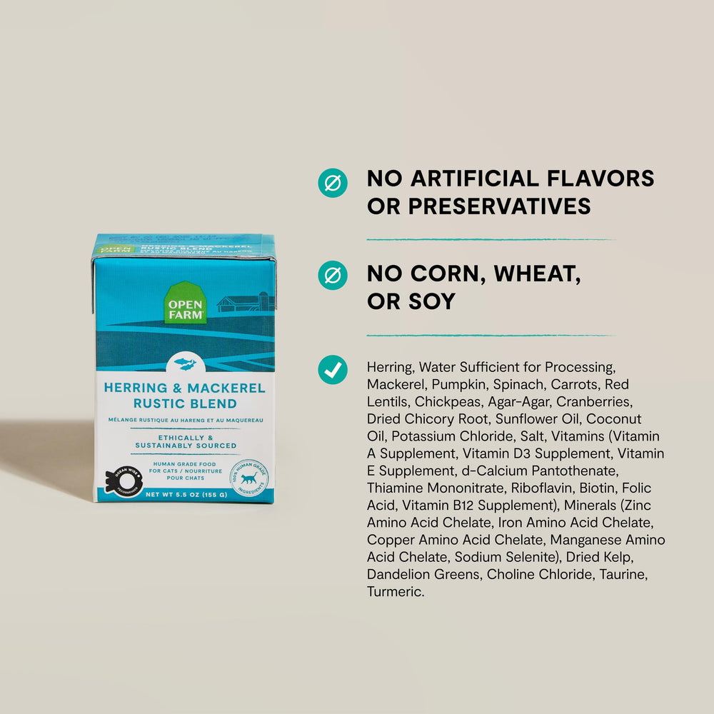 Bone broth detail adds flavorful aroma and hydration cue in Rustic Blend.