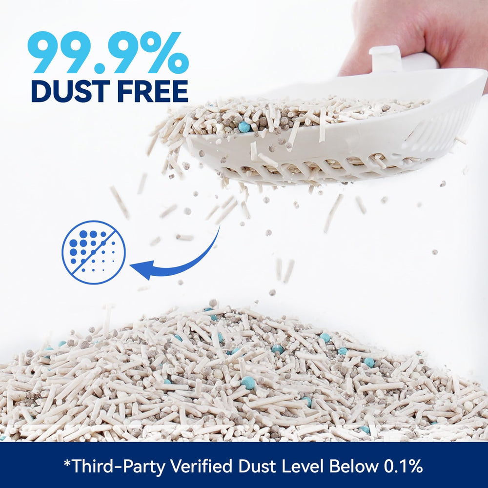 OPET Mixed Tofu Cat Litter plant-based ingredients close-up shows pea fiber and starch.