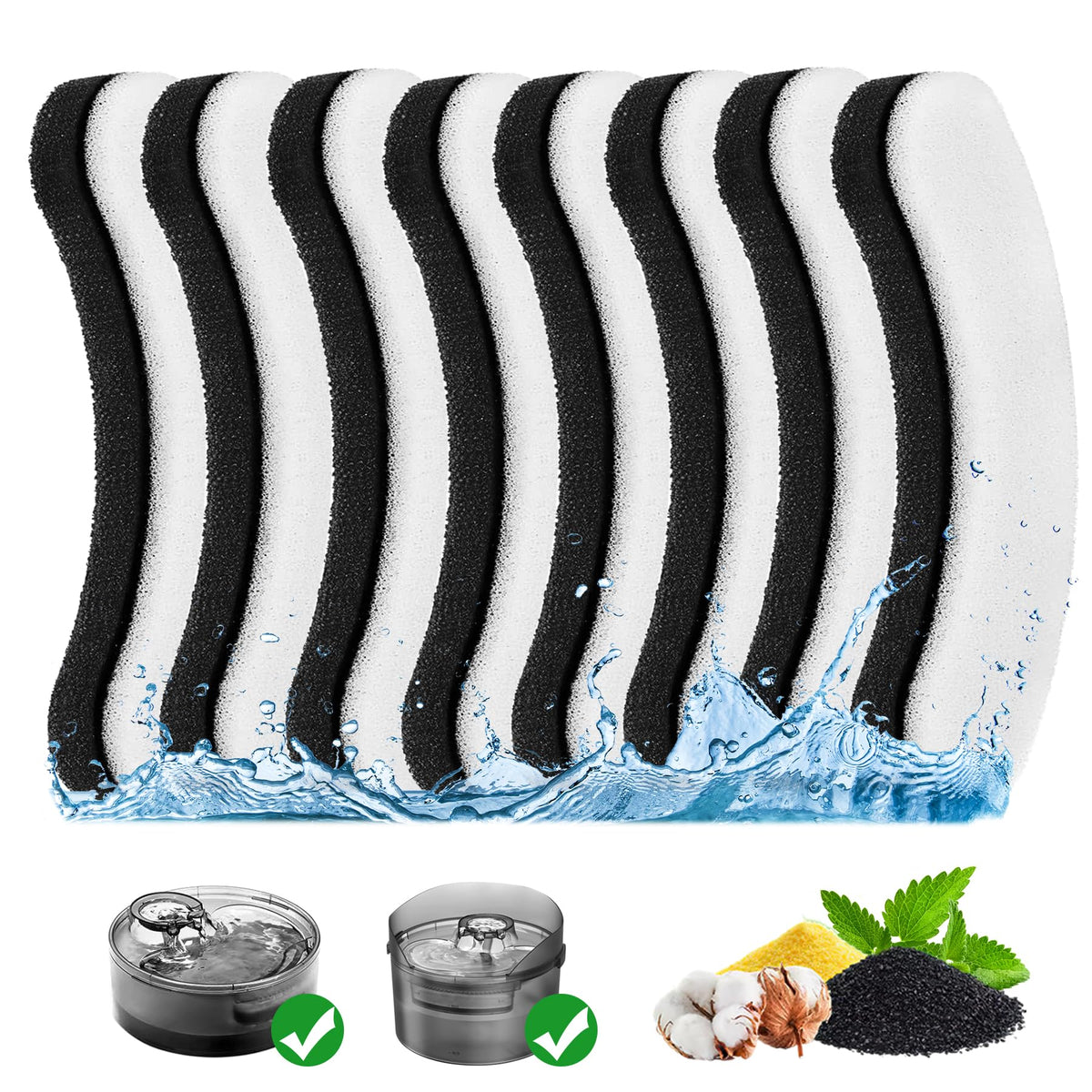 Opeth cat water fountain filter 8-pack ready to replace for clean, refreshing drinking water.