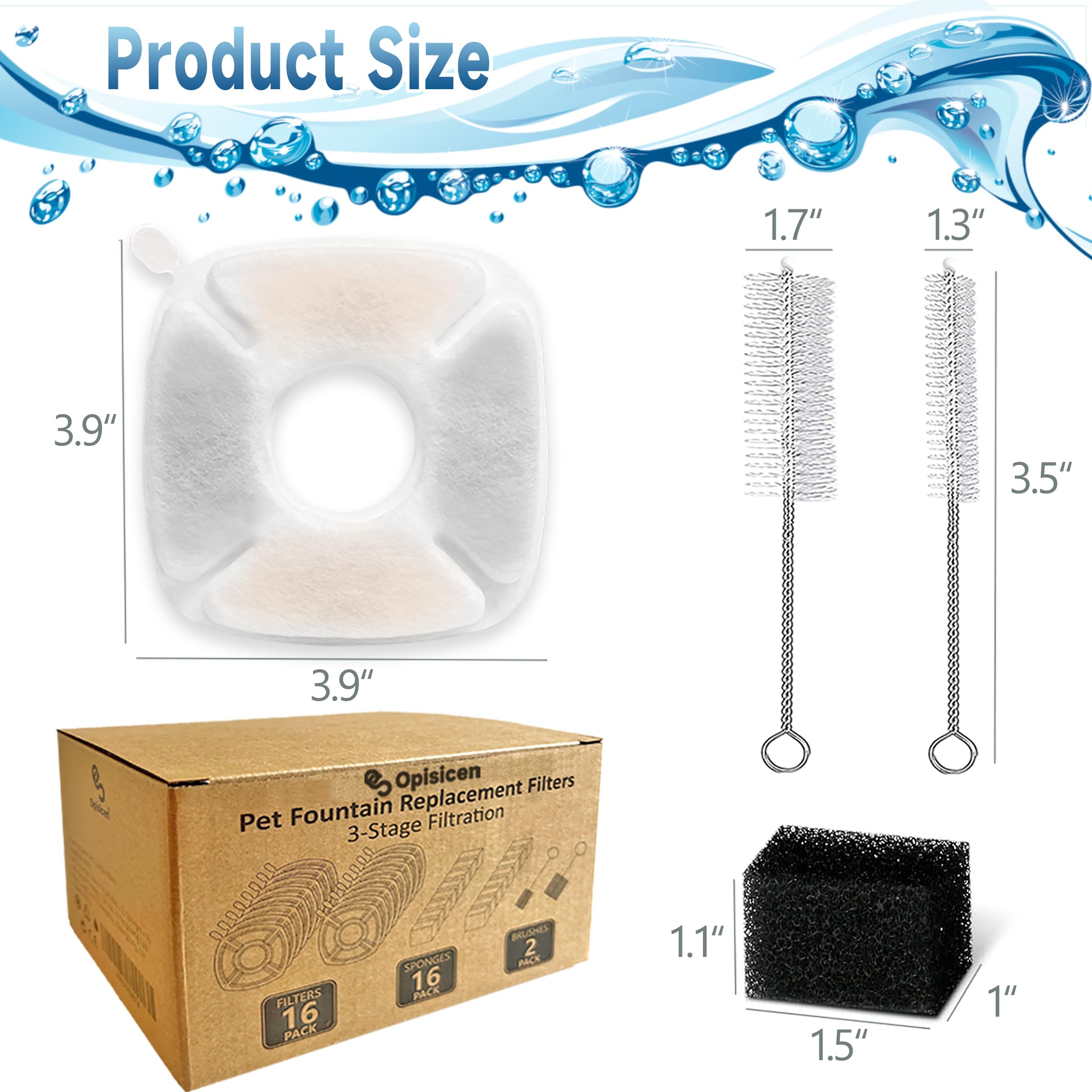 OPISICEN cat fountain cleaning brushes image showcases enhanced cleaning for hard-to-reach areas.