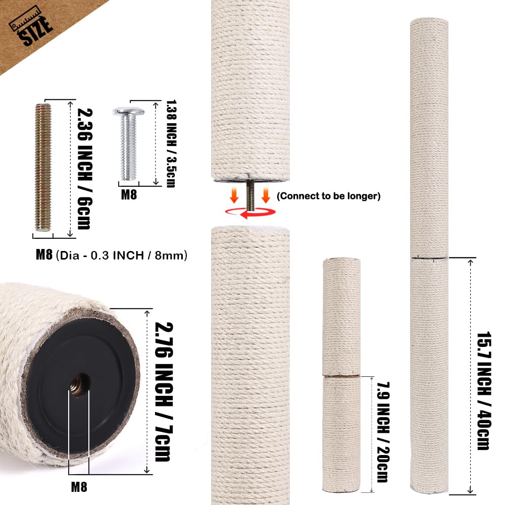 OSPNIEEK natural white sisal rope wrapped around thick cardboard tube