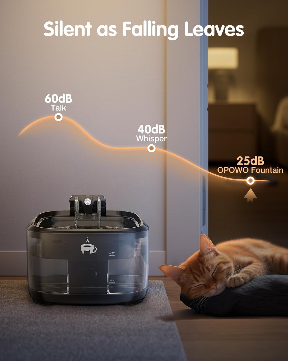 OPOWO cat water fountain easy-cleaning design aids quick disassembly and stress-free maintenance.