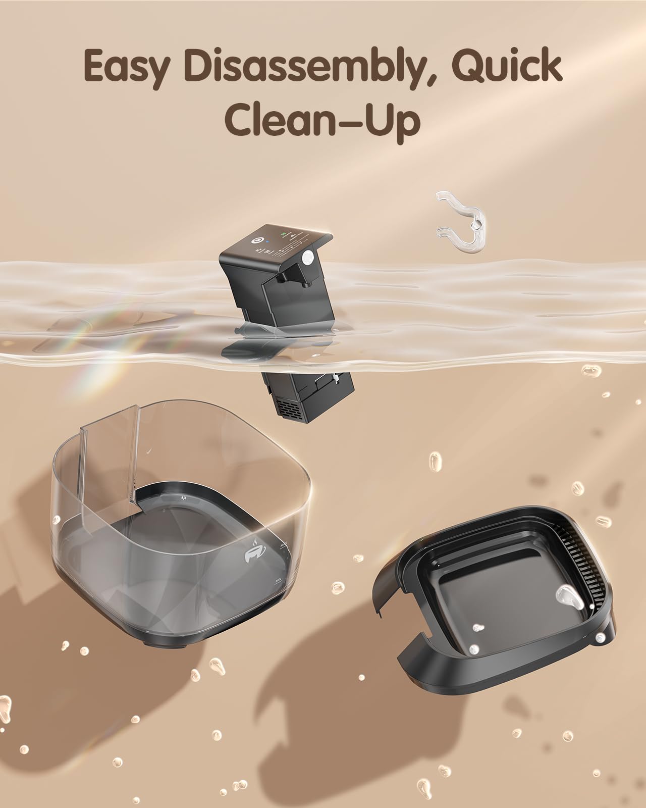 OPOWO cat water fountain ultra-quiet-pump emphasizes peaceful homes and focused pet hydration.
