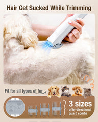 OPOWO dog grooming vacuum three suction modes demonstrated for adaptable grooming.