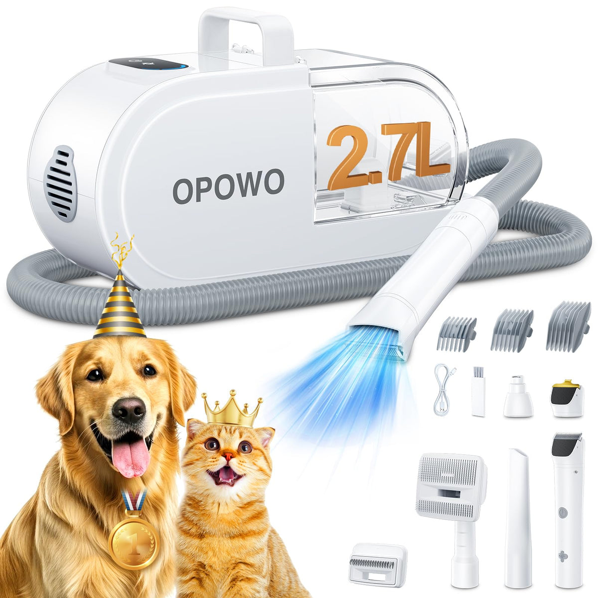 OPOWO dog grooming vacuum main unit for convenient at-home grooming.