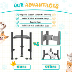 Oppro elevated stand at 13.8in height accommodates tall dogs for steady meals.
