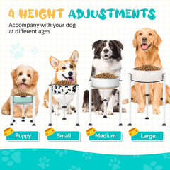 Oppro metal elevated dog feeder with integrated spill tray