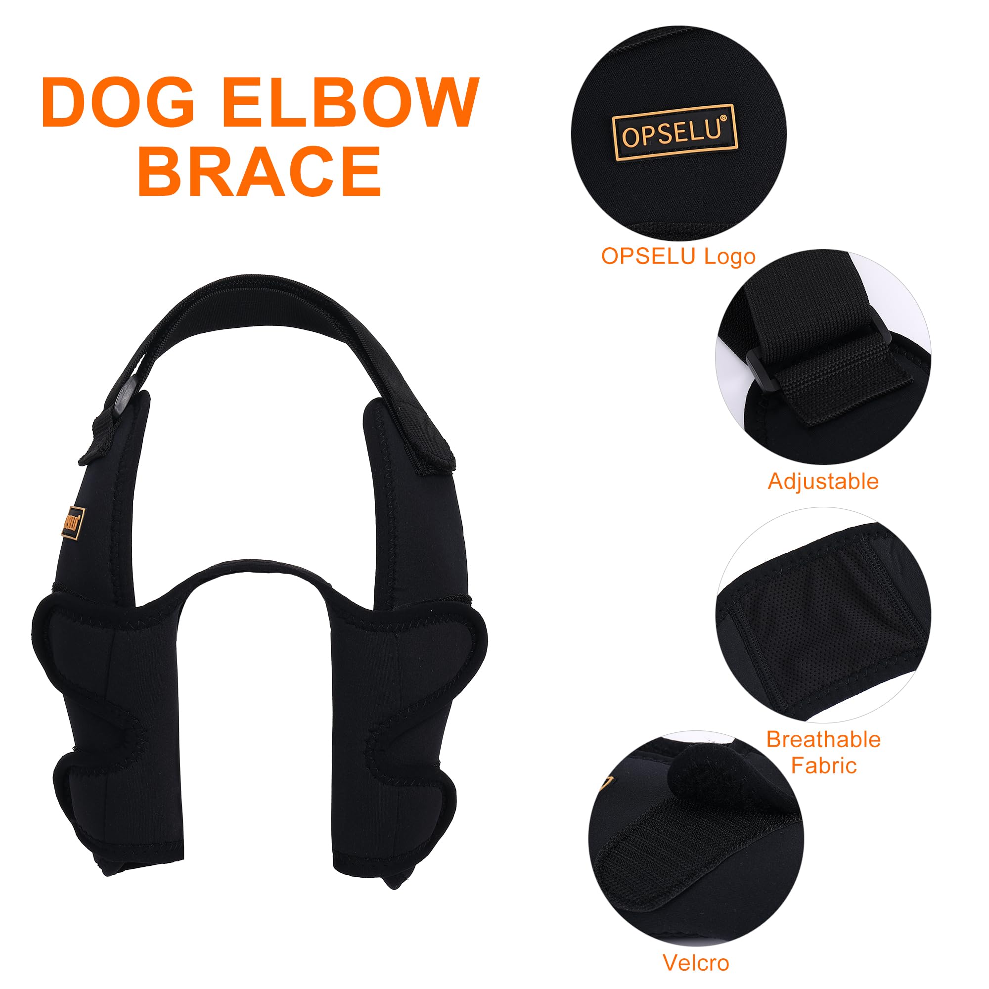 OPSELU dog shoulder brace back view highlights snug fit for stability during walking and running.