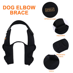 OPSELU dog shoulder brace back view highlights snug fit for stability during walking and running.
