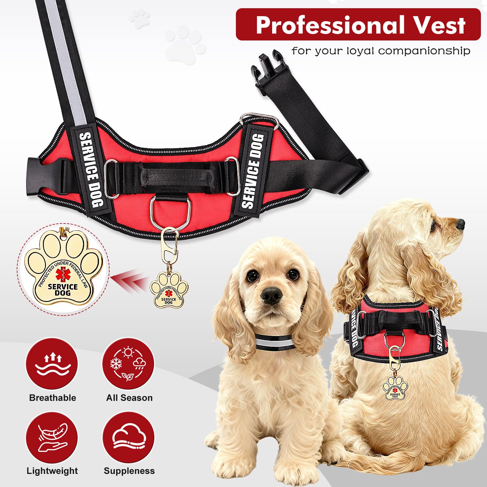 Opstin service dog vest showing D-ring leash attachment for easy control.