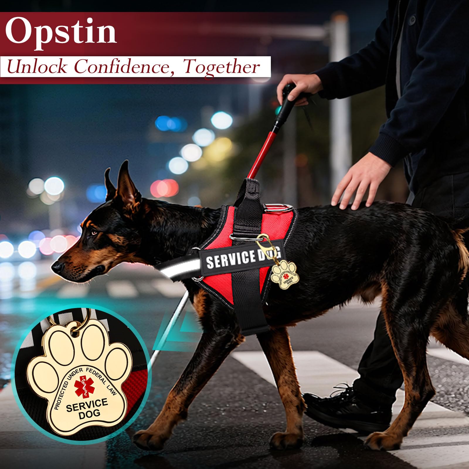 Opstin service dog vest kit packaging displaying complete contents for setup.