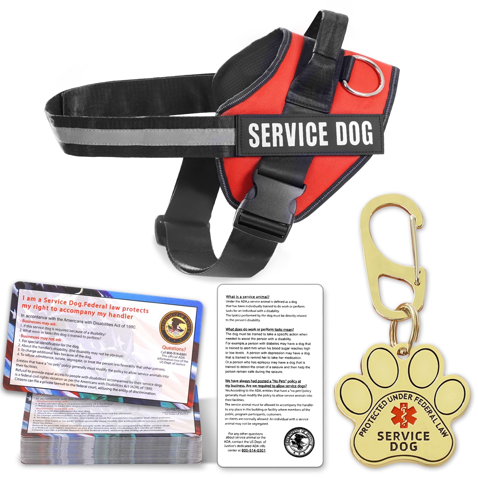 Opstin service dog vest with ruggedized clip for secure tag during outdoor activities.