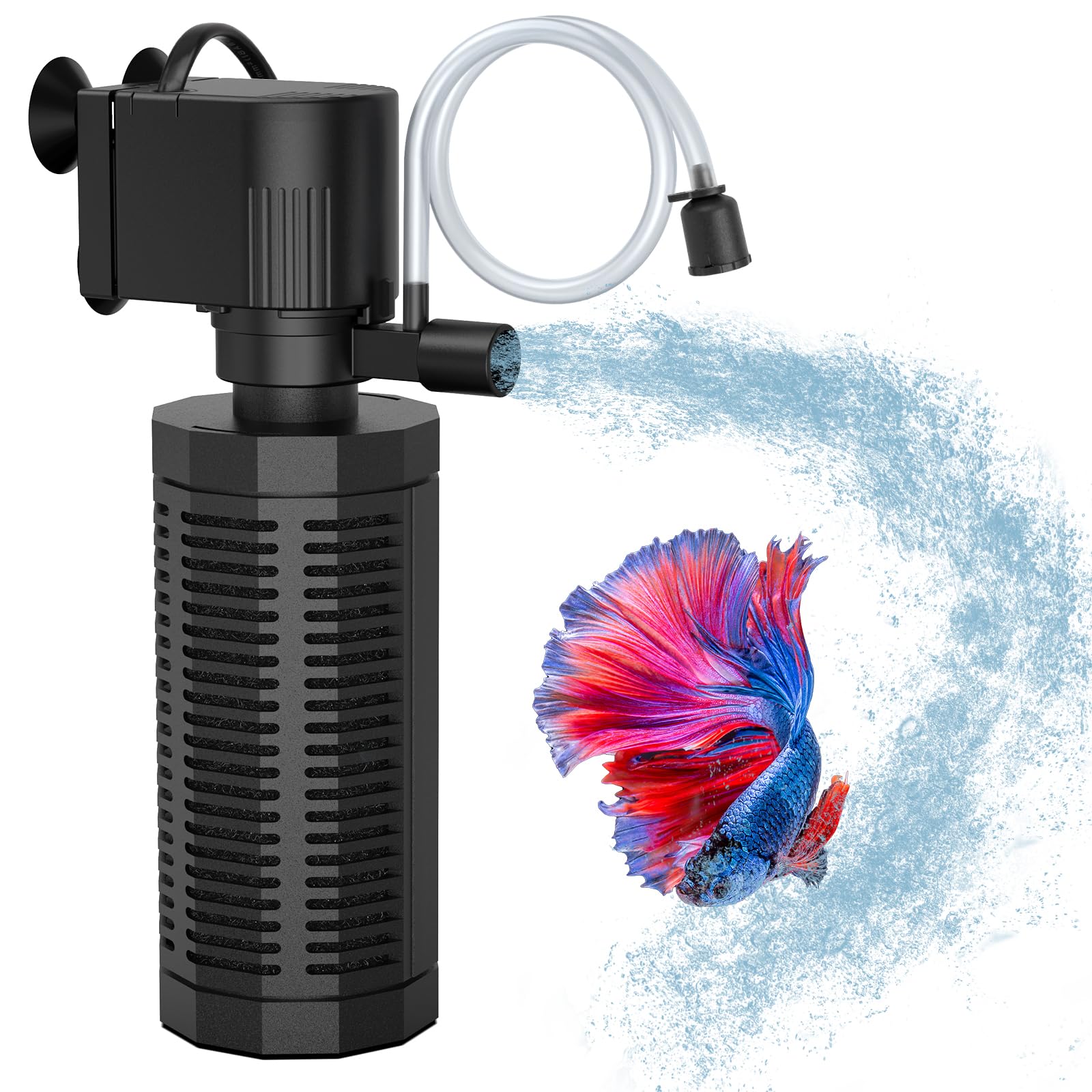 OQTTNEO aquarium internal filter with 360-degree bio-filter sponge for crystal-clear water