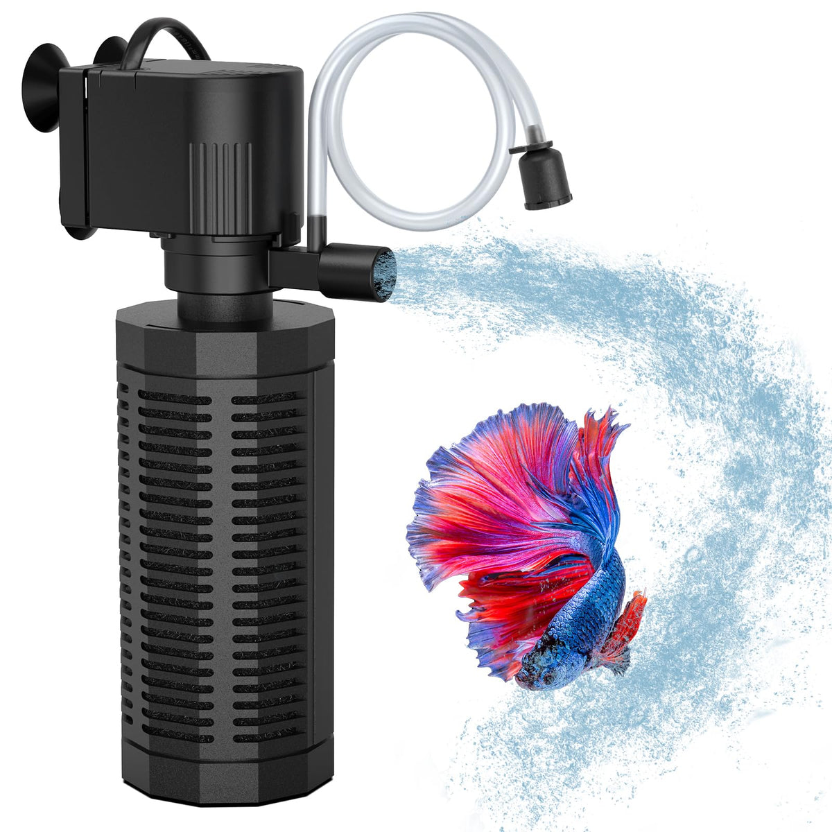 OQTTNEO aquarium internal filter with 360-degree bio-filter sponge for crystal-clear water