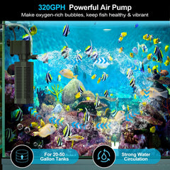 OQTTNEO submersible aquarium filter mounted inside tank for reliable filtration
