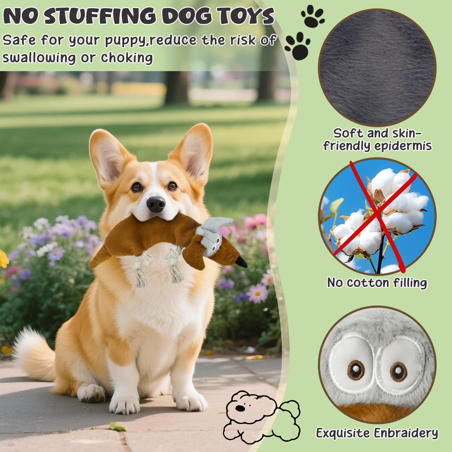 OraneeeO dog toy with squeaker for tug and fetch