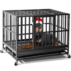 Oranland 38in crate front view highlights rugged steel build for large dogs