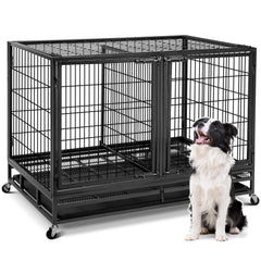 Oranland 48in wire dog crate front view highlights sturdy frame for secure, easy-to-clean housing