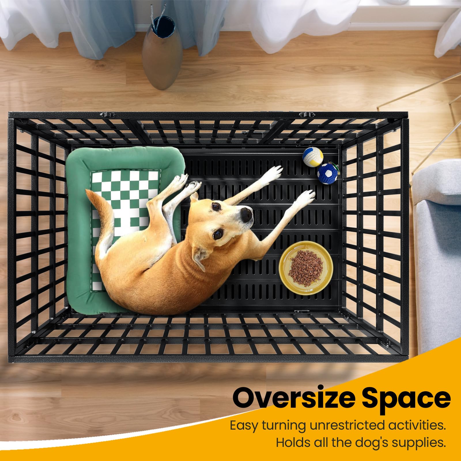 Oranland claw-resistant-coating protects flooring and crate integrity during daily use.