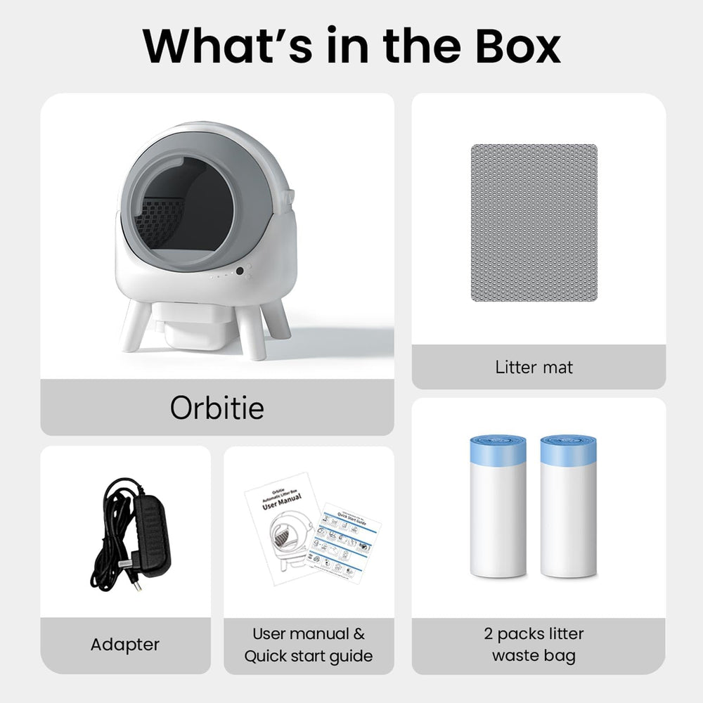 ELS PET Orbitie starter-kit image features litter mat and waste bags for setup.