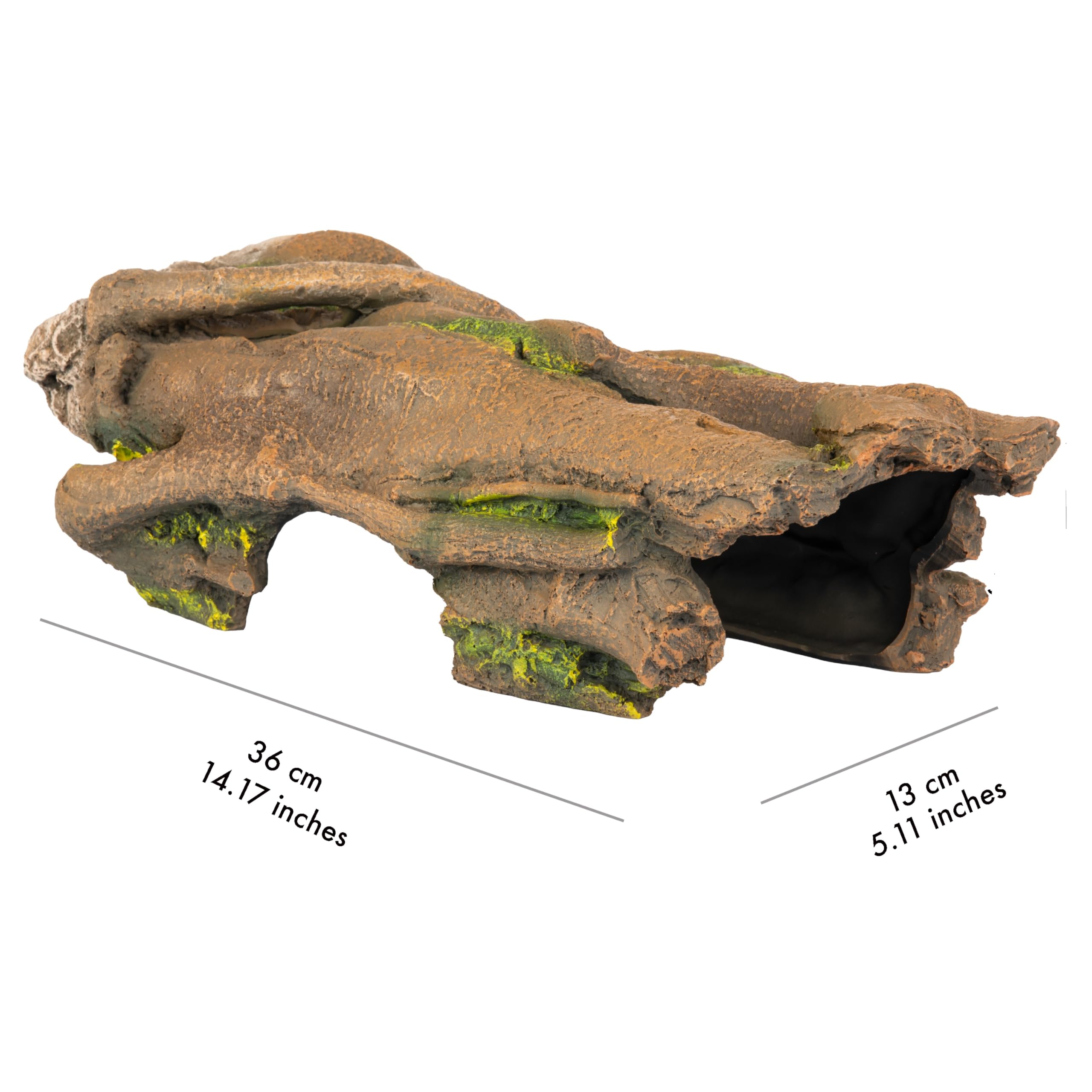 Orchid Valley reptile log interior smooth surface protects paws and promotes comfortable hiding.
