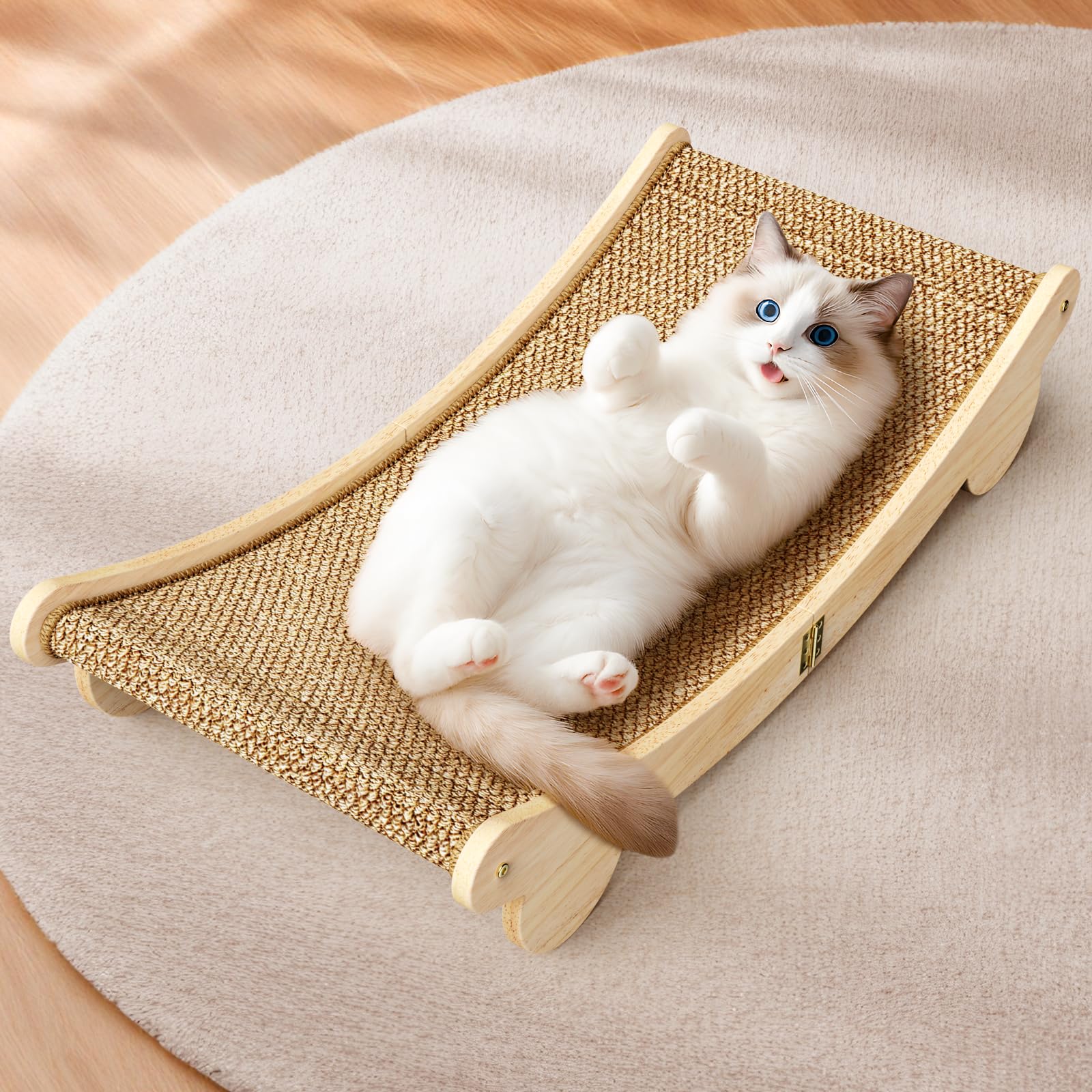 ORDORA extra-large cat scratcher 31.5 inches for long lounging and scratching.