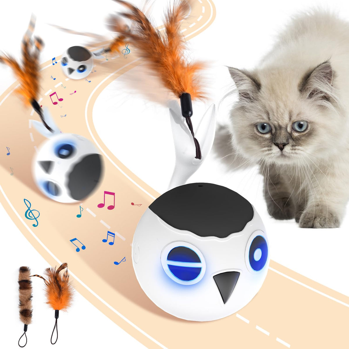 ORSDA bola interactiva para gatos, entretenimiento diario en interiores.