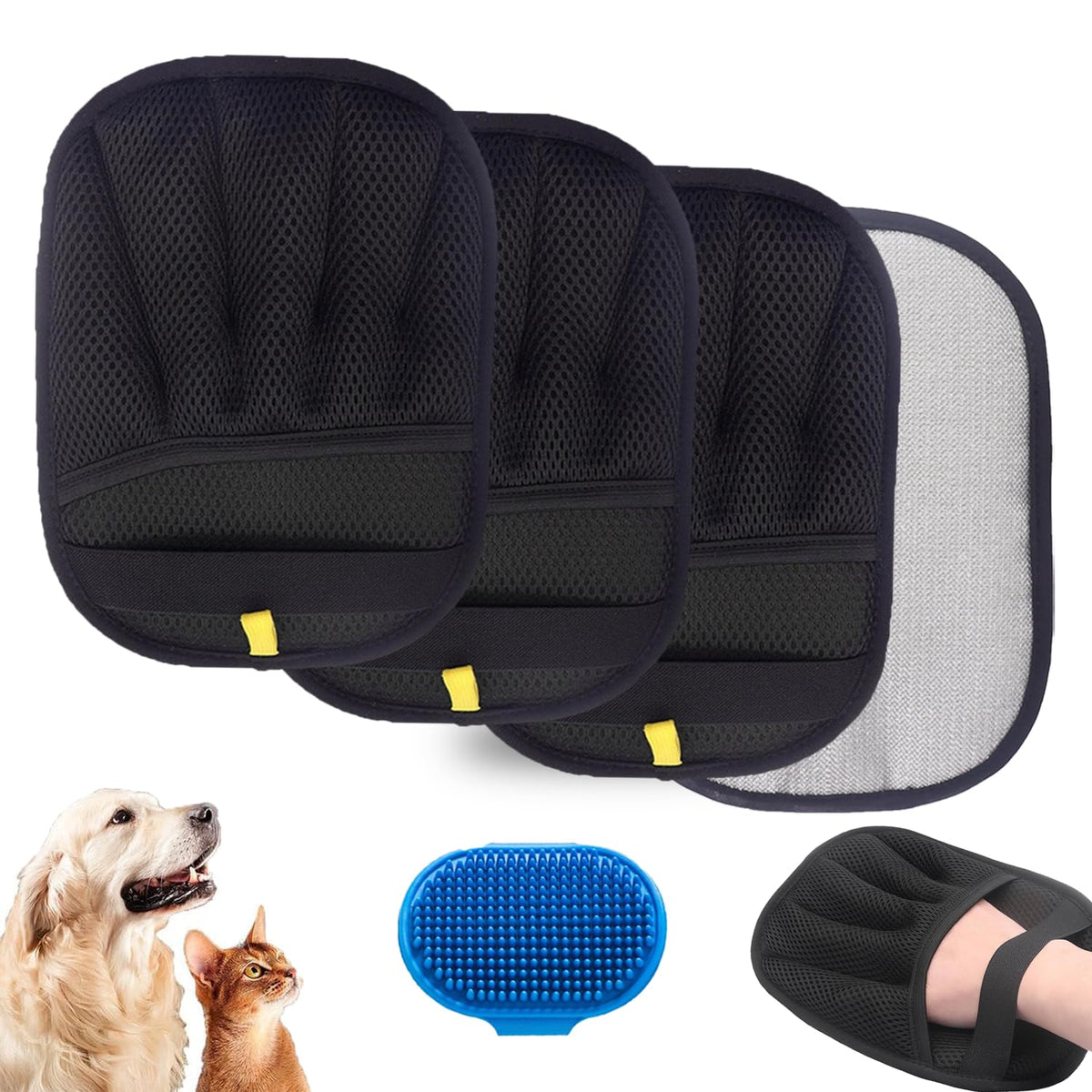Orebog pet hair removal glove close-up demonstrates static action reducing couch hair.