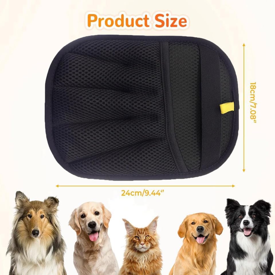 Orebog pet hair removal glove on sofa captures fur for quick furniture refresh.