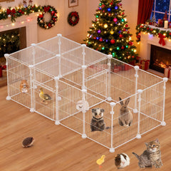 Orekemo 18-panel playpen roof view for rabbits and guinea pigs—light, secure space.