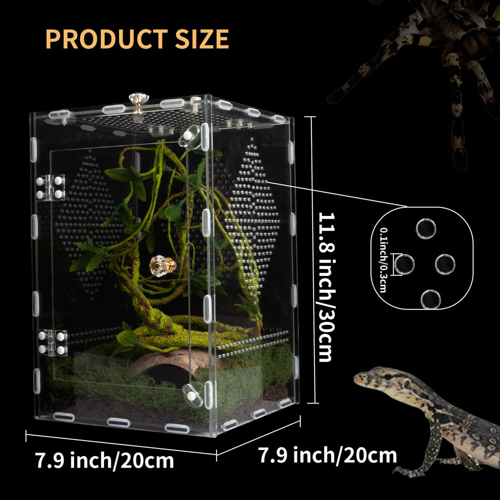 Orekemo acrylic reptile terrarium 360° visibility lets you observe from every angle.